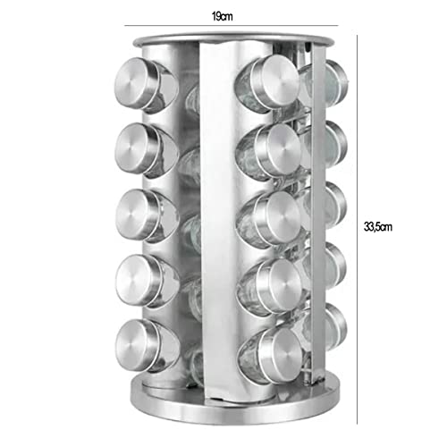 PORTA TEMPEROS CONDIMENTOS REDONDO INOX 20 POTES (Inox)