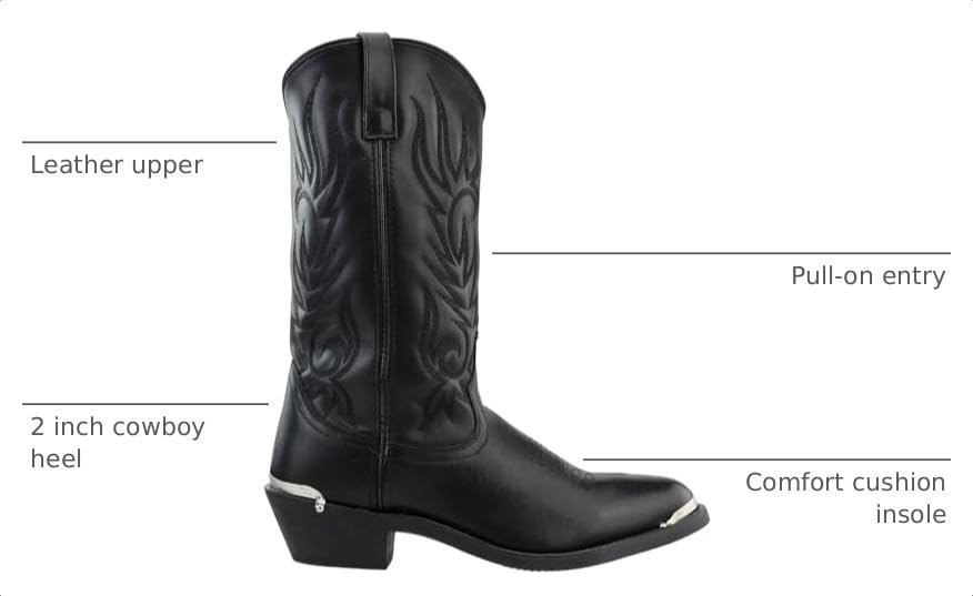 Image of Laredo Mens Mccomb Round Toe Pull On Casual Boots Mid Calf - Black - Size 12 3E