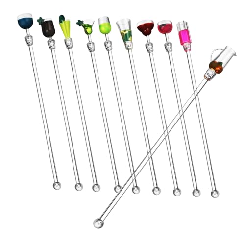 VICASKY 10pcs Clear Swizzle Sticks for Drinks Mixing Rods for Coffee Cocktails Beverages for Bars Parties Restaurants Cafes Versatile Stirring