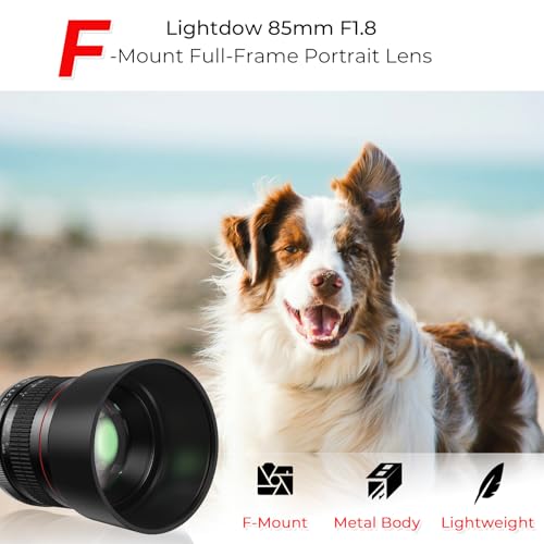 Image of F 85mm f1.8 Portrait Lens - MF for Nikon D850 /D750 /D500 /D7500 /D610 /D5600 /D7200 /D7000 /D3500 /D3400 /D3300 /D3200 /D3100 /D5 /D6 /D810 / /D7100 /D5300 /D5100 /D800 - Manual Focus DSLR Cameras Lenses(F-Mount)