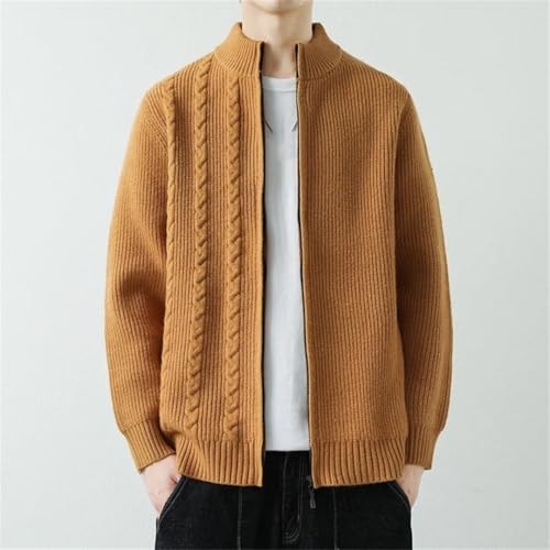 Men's Zippered Knit Cardigan, Winter Stand-Up Collar Sweater, Casual Warm Sweater Top2