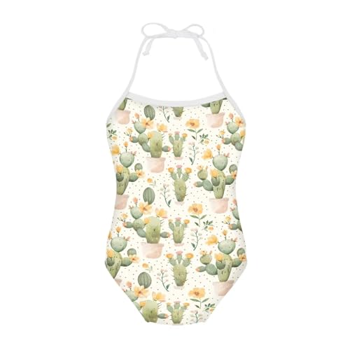 Image of Girls One Piece Swimsuit Beach Bathing Suit Toddler Floral Halter Straps Swimwear for 1-10 Years