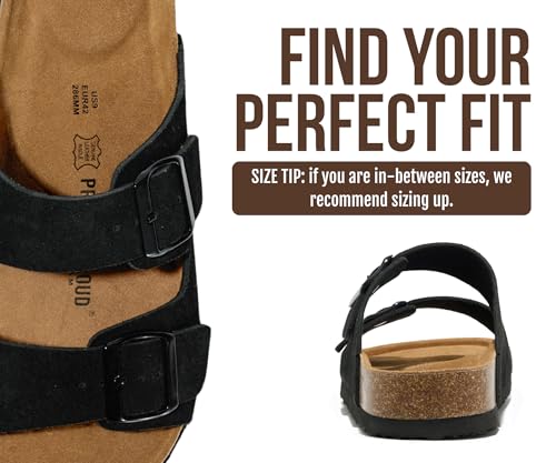 Image of Project Cloud Mens Sandals, 100% Genuine Leather Mens Slides (Heritage) | Memory Foam Insole & Cork Footbed Slides for Men Footwear Non Slip Summer Sandals for Men & Lightweight Sandals Men