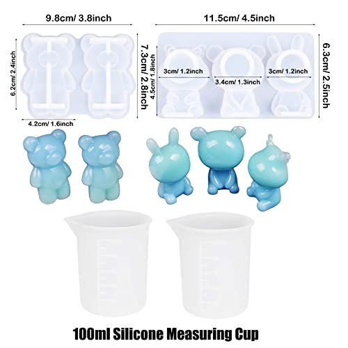 NA Allazone 3D Animal Resin Moulds, 9 PCS 3D Animal Epoxy Resin Silicone Moulds Mermaid Resin Casting Moulds with Measurement Cup for Resin Craft DIY, Keychain, Home Decoration - Image 4