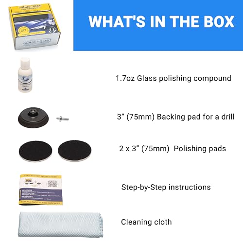GLASS POLISH DIY 3” Windshield Polishing Kit for Car Glass Restoration, Remove Wiper Blade Damage, Fine Scratches, Haziness, and Water Spots, Restore Glass Clarity and Shine - GP21005 - Thumbnail 6