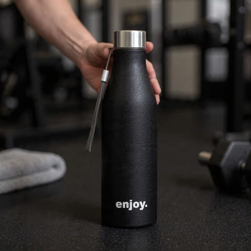 Image of CLAY CRAFT VACBOTT Bingo Single Walled Non Insulated Water Bottle, 1200 ML - 1 Piece (Black) Steel Water Bottles for School, Office, Home, Gym, Water Bottle for Men Leakproof, Rust Free Steel Bottle