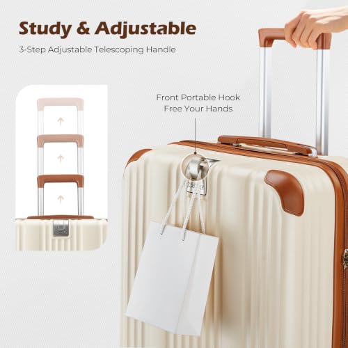Image of Luggage Set 3 Piece Luggage with PC+ABS Hardshell TSA Lock Spinner Wheels Carry on Lightweight Suitcase,YKK Zippers (Light Pink, 6 piece sets(14 /20 /24 /28 /DB /TB))