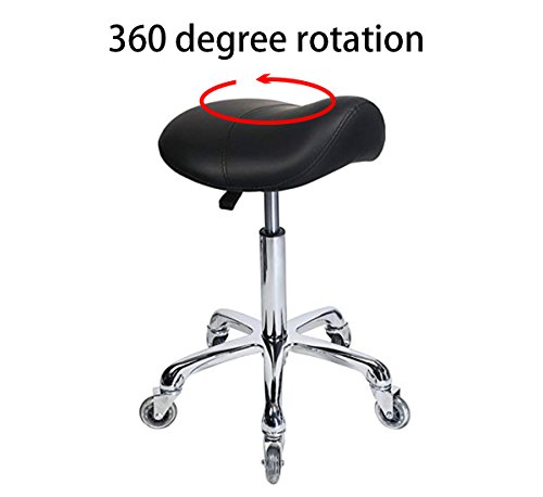 Saddle Stool Rolling Ergonomic Swivel Chair For Dental Office Massage Clinic Spa Salon,Adjustable Hydraulic Stool With Wheels (Without Backrest, Black) #TOP7