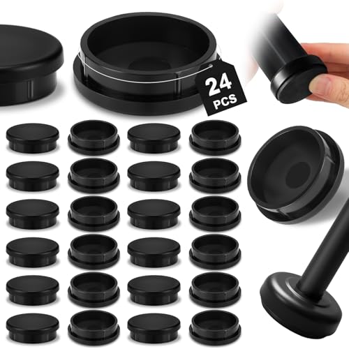 Threehoney 24 Pcs 1-1/4 Wrought Iron Chair Leg Caps Heavy Duty Nylon Furniture Pads Round Chair Legs Feet Glides Floor Protectors for Outdoor Metal Chairs Garden Patio Furniture Table Feet