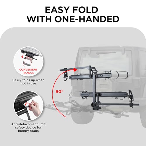 Image of YOUNG ELECTRIC 200LBS EZ-FOLD Aluminum 2-Ebike Carrier with Ramp for Bikes and Electric Bike, Car SUV Truck Van RV and Trailer