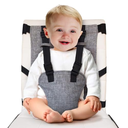 Trona de viaje para bebé, plegable con cinturón de seguridad, trona de viaje ajustable portátil para mesa de comedor y viajes