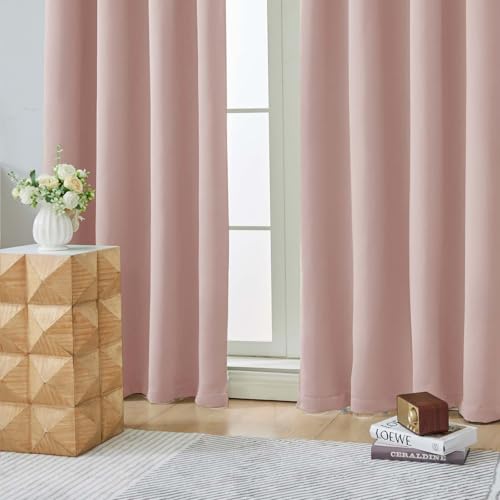 Image of Aiyufeng Blush Blackout Curtains, 2 Panels Set, 40 inchW x 72 inchL, Modern, Contemporary Style, Pinch Pleat Top, Blackout, Thermal Insulated, Polyester, Bedroom, Machine Washable