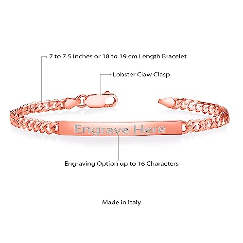 Gem Stone King Made in Italy 925 Sterling Silver Customized and Personalized Engravable ID Curb Chain Bracelet (7,7.5,8,8.5 Inch, 4MM Wide, Lobster Clasp)2