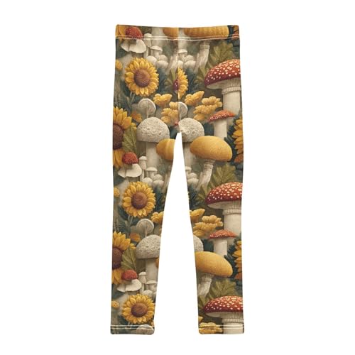 Girls Leggings Mushrooms Sunflower Soft Toddler Leggings for Girls Kids Pants Size 4T-10T2