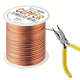 16 Gauge/1.3mm Pure Copper Wire with Pliers，58 Ft Length/φ1.3 mm Jewelry Wire-Perfect for Jewelry Making，Electrical and Crafting Projects…