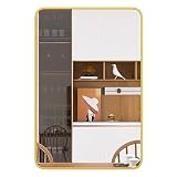 Beauty4U Round Edge Bathroom Mirror, 20"x30" Rectangular Bathroom Mirror for Wall, Gold Wall Mounted