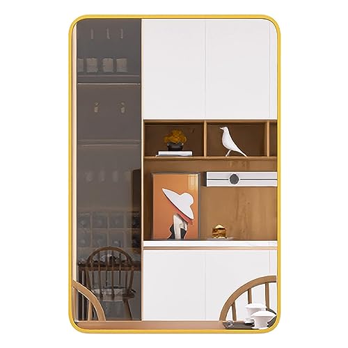 Beauty4U Round Edge Bathroom Mirror, 20"X30" Rectangular Bathroom Mirror For Wall, Gold Wall Mounted Bathroom Vanity Mirror For Living Room, Bedroom, Entryway #TOP30