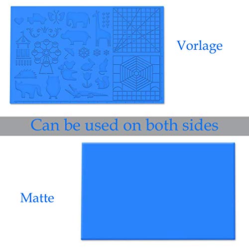 3D stift Vorlage,DOLYUU 3D Druckstift Vorlage,3D Stifte Matte,große Matte (40,5 x 27,1cm) mit Tiermuster hilfreich für Anfänger und 3D-Stiftkünstler,mit 2 Finger Stall.