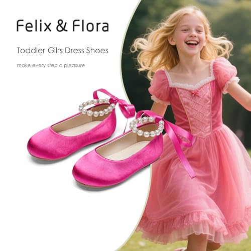 Image of Felix & Flora Girls Toddler Little Ballet Shoes - Flower Girls Mary Jane Flats Dress Shoes Party Wedding