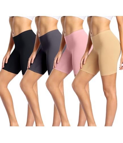 Image of wirarpa Women's Cotton Boy Shorts Underwear Long Leggings Under Anti Chafe Bloomers Multicolor 4 Pack Size