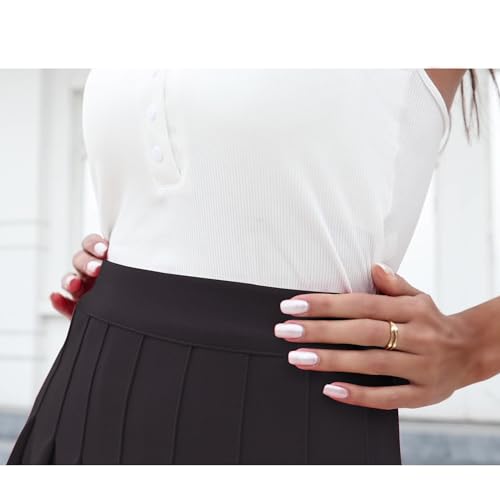 Image of Girstunm Women's Pleated Skirt Mini Skater Basic Skirts High Waist School Girls Uniform Short Cheerleader Skirt