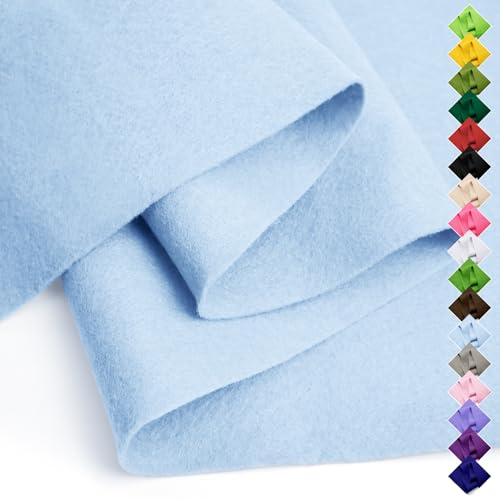 Soft Felt Fabric Sheet 18 X 36 1.6mm Thick Polyester Craft Felt by The Yard Large Precut Felt Nonwoven Fabric for Sewing DIY Crafts Classroom & Home Decor (Light Blue)