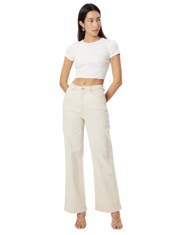 Image of KOTTY Women's High Waist Straight Fit Cotton Blend Denim Jeans|Comfortable Regular Length Casual Jeans for Women