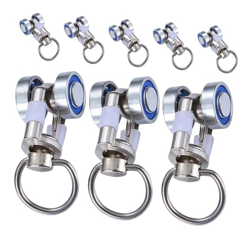 PRETYZOOM 8pcs Metal Bearing Rollers for Ceiling Track Curtains Silent Curtain Pulley Hooks Easy Rolling Sliding Wheels