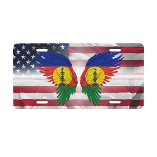 New Caledonia New Caledonian Flag Wings USA Friendship License Plate for Car 6x12 Inches with 4 Holes Bar Pub Cafe Garage Home Wall Decor Metal Aluminum