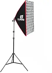 SOU FOTO Kit de Luz Para Gravar Video Profissional com Softbox com Tripé e Tela Grid (Uno Red Grid)