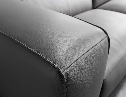Image of Fabrique Georgia Leatherette 5 Seater Sturdy Look Sofa Set with Puffy | Premium Luxuries & Comfortable Furniture Perfect for Home Guests Office & Living Room | with Moveable Headrest | Cement Grey2