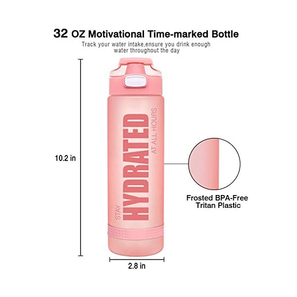 Fidus-32oz-Motivational-Water-Bottle-with-Time-Marker-Chug-Lid-Leakproof-BPA-Free-Tritan-Wide-Mouth-Ensure-You-Drink-Enough-Water-Daily-for-Fitness-and-Outdoor-Activity Fidus 32oz Motivational Water Bottle with Time Marker & Chug Lid, Leakproof BPA Free Tritan Wide Mouth, Ensure You Drink Enough Water Daily for Fitness Light Pink