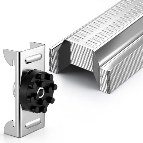 Nuanchu 20 Pcs 4.3ft Resilient Metal Hat Channel with 50 Pcs Soundproofing Sound Isolation Clips from Noisy Neighbors for Apartment Recording Studio Sound Proofing for Walls and Ceilings(Black)