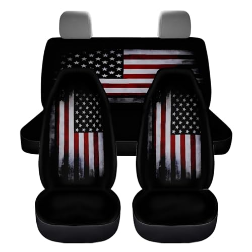 Bulopur American Flag Printed Front and Rear Bench Protector Full Set Automotive Seat Covers Fit for Auto SUV Sedan Truck 4pc Front Back Seat Covers Auto Accessories by Bulopur - Used condition - Image 6