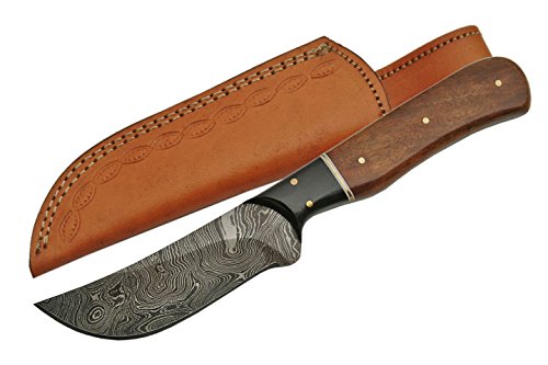 Couteau Damascus Walnut Skinner pour écorcher proprement sans abîmer la viande