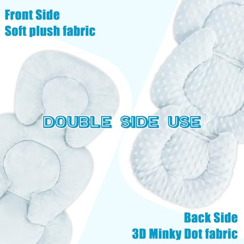 Image of GFU Infant Car Seat Insert Head and Body Support, Reversible Newborn Insert for Carseat with Strap Pads, Soft Stroller Cushion Pillow Insert for Boys and Girls, Fits for Stroller, Swing, Lightblue