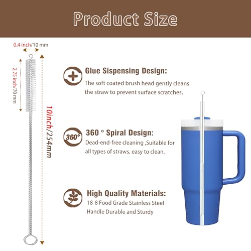 Image of Straw Cleaner Brush for Stanley Cup,10 inch Straw Brush for 40oz 30oz 20 oz Stanley Mugs,Stanley Straw Cleaner for Various Straws,Baby Bottles,Water Bottles and Hummingbird Feeders(4Pack).