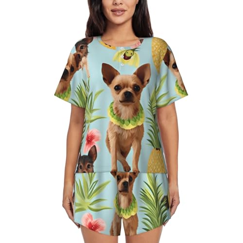 Ensemble de pyjama pour femme finitions haut de gamme design sirène dorée et short à poches