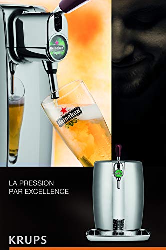 Krups BeerTender Silver et chrome, Machine à bière, Pression pour la maison, Tireuse à bière, Pompe à bière, Coffret 2 verres YY2931FD
