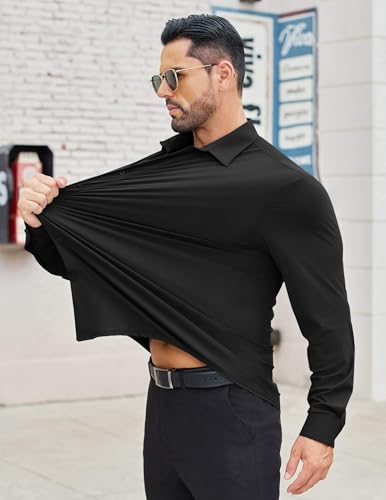 COOFANDY Mens Stretch Dress Shirts Long Sleeve Button Down Shirt Wrinkle Free Formal Business Shirts2