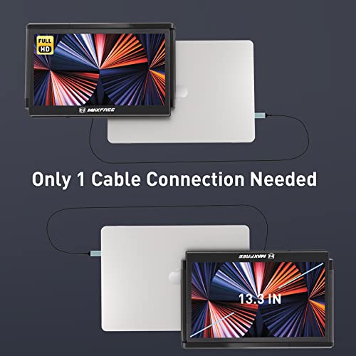 Maxfree T2 13.3\" Triple Portable Monitor for Laptop - Dual Screen Extender, 1080P FHD, Support M1/M2 Chip MacBook, Windows/Dex/Switch/PS5, for 13.3\"-16.5\" Laptops - Thumbnail 3