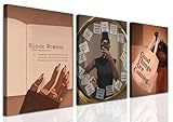 3pcs Black Girl Wall Art, African American Wall Decor Paintings, Fashion Abstract Black Woman Poster Canvas Prints Pictures for Living Room Bedroom 12x16 inch Framed