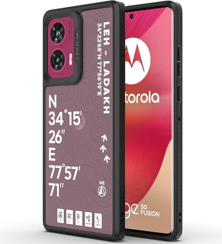 Image of KAPAVER GPS Edition Back Cover Case Compatible for Motorola Edge 50 Fusion /Motorola G85 5G / Motorola G96 5G(PC + TPU) (Leh-Ladakh-Black)