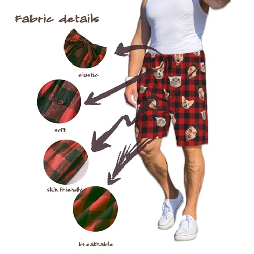 Personalized Pajamas Pants Plaid Custom Funny PJ Pant Design with Face Short Pajama4