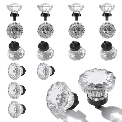 Image of 16 Pack Matte Black Crystal Cabinet Knobs for Drawer,1.5 inch