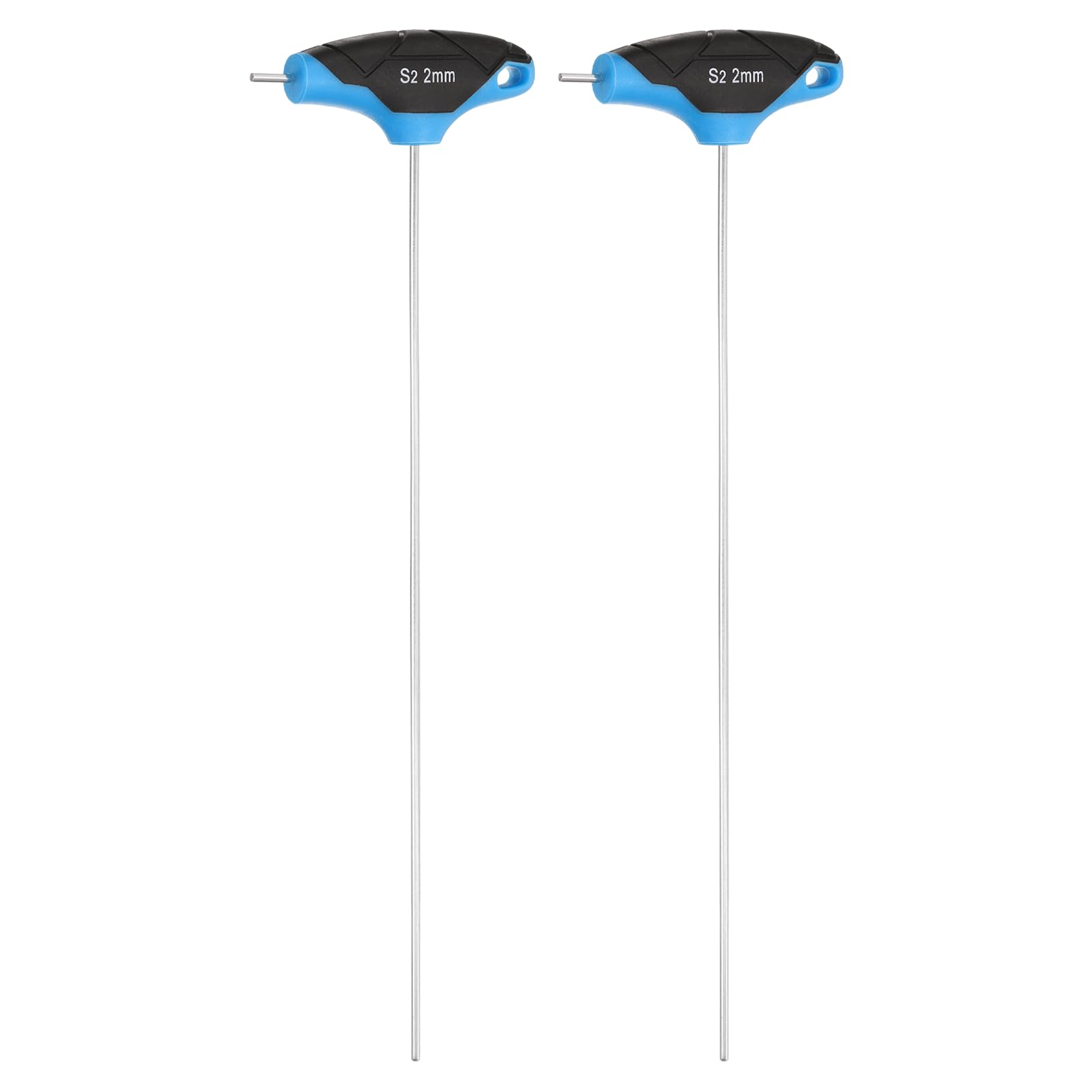 QUARKZMAN 2 Piezas Llave Hexagonal Con Mango En T 2mm Acero S2 Azul Negro | Llaves Hexagonales Interiores, 240mm Longitud Brazo Extra Largo, Herramienta De Reparación Para Mantenimiento
