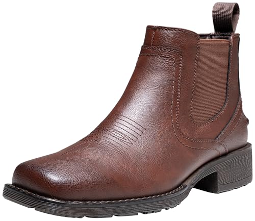 Image of Jousen Chelsea Boots Men Square Toe Ankle Mens Dress Boots Casual Slip On Boots for Men