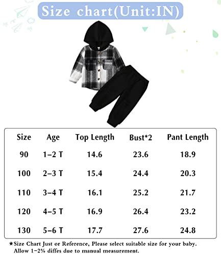 Grnshts Toddler Baby Boy Clothes Long Sleeve Tops Plaid Hoodie Sweatshirt + Sweatpants Little Boy Fall Winter Outfits Set(Black,4-5T) #TOP5