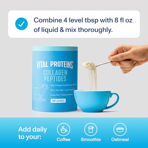 Image of Vital Proteins Collagen Peptides Powder - Grass Fed Collagen Peptides for Hair, Nail, Skin, Bone & Joint Health, Unflavored, 27 Servings