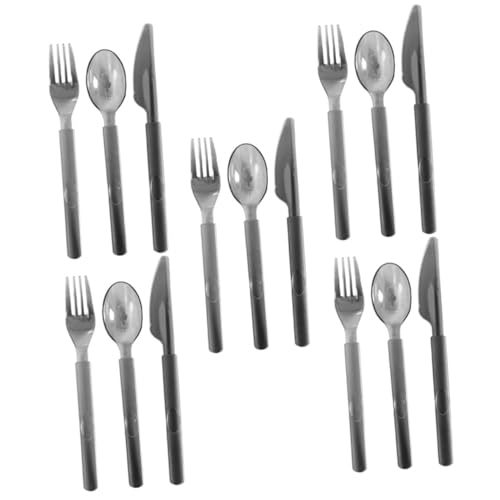 HONITANO 使い捨て長柄カトラリー 黒色パーティー用 フォーク ナイフ スプーン各入り サラダやデザートに適した厚手食器 家 レストラン イベ